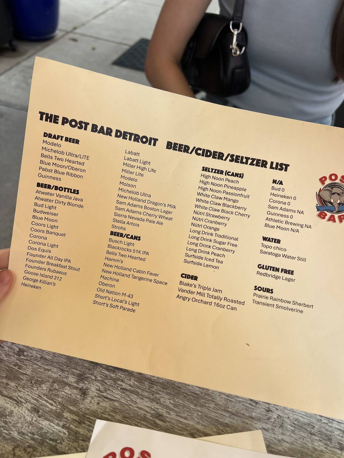 The Post Bar меню