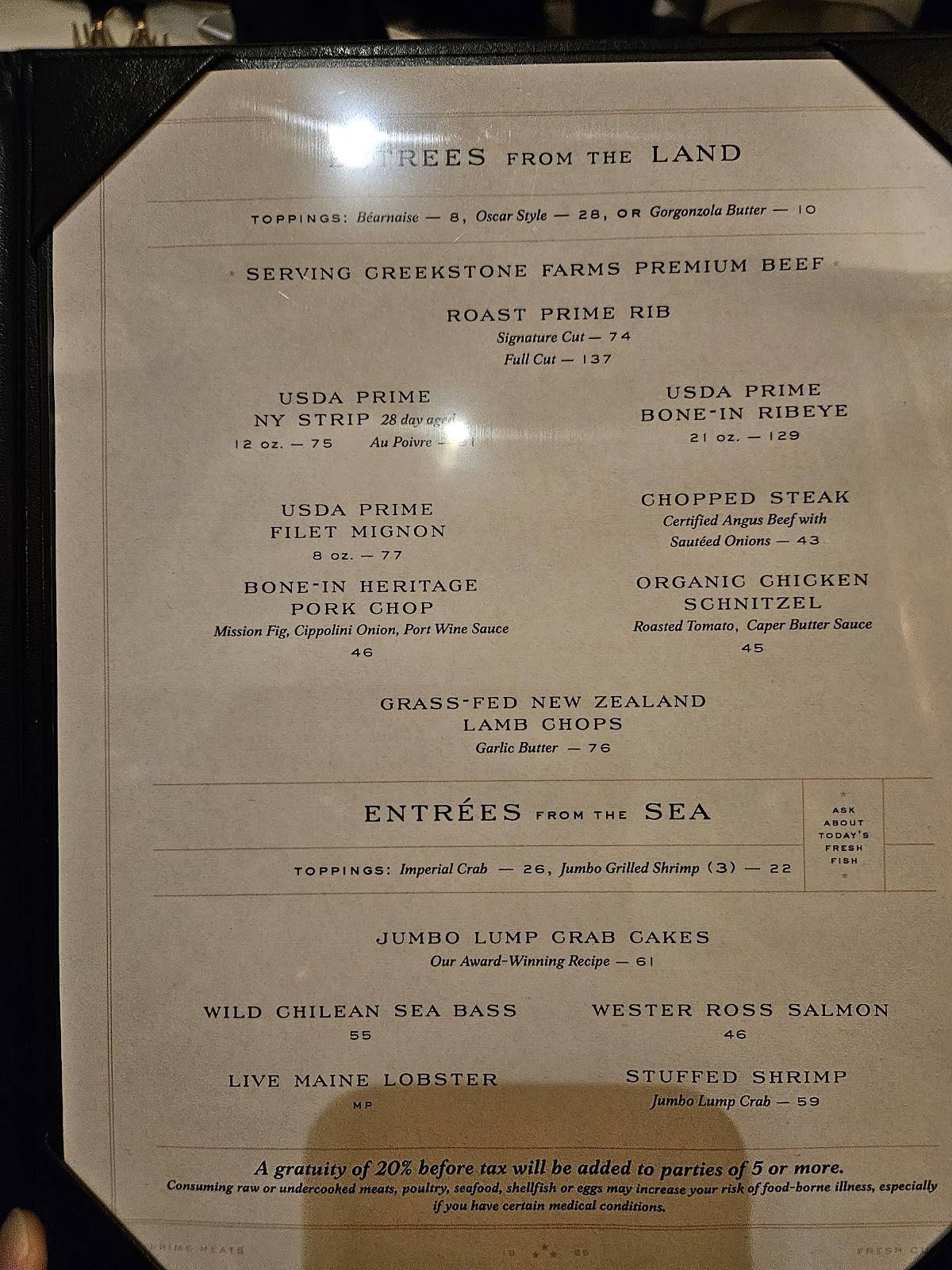 The Prime Rib меню