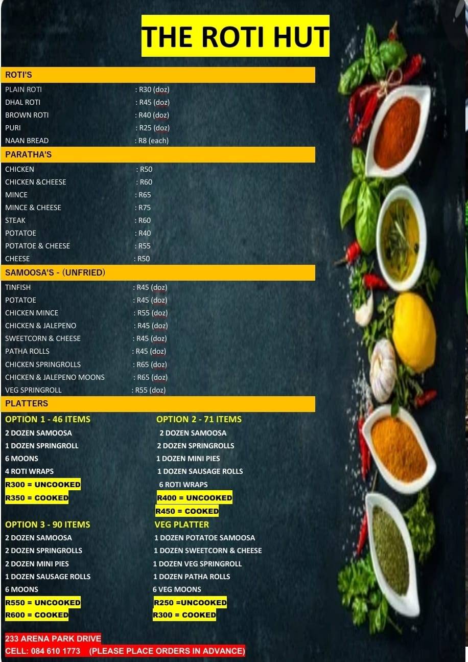 The Roti Hut меню