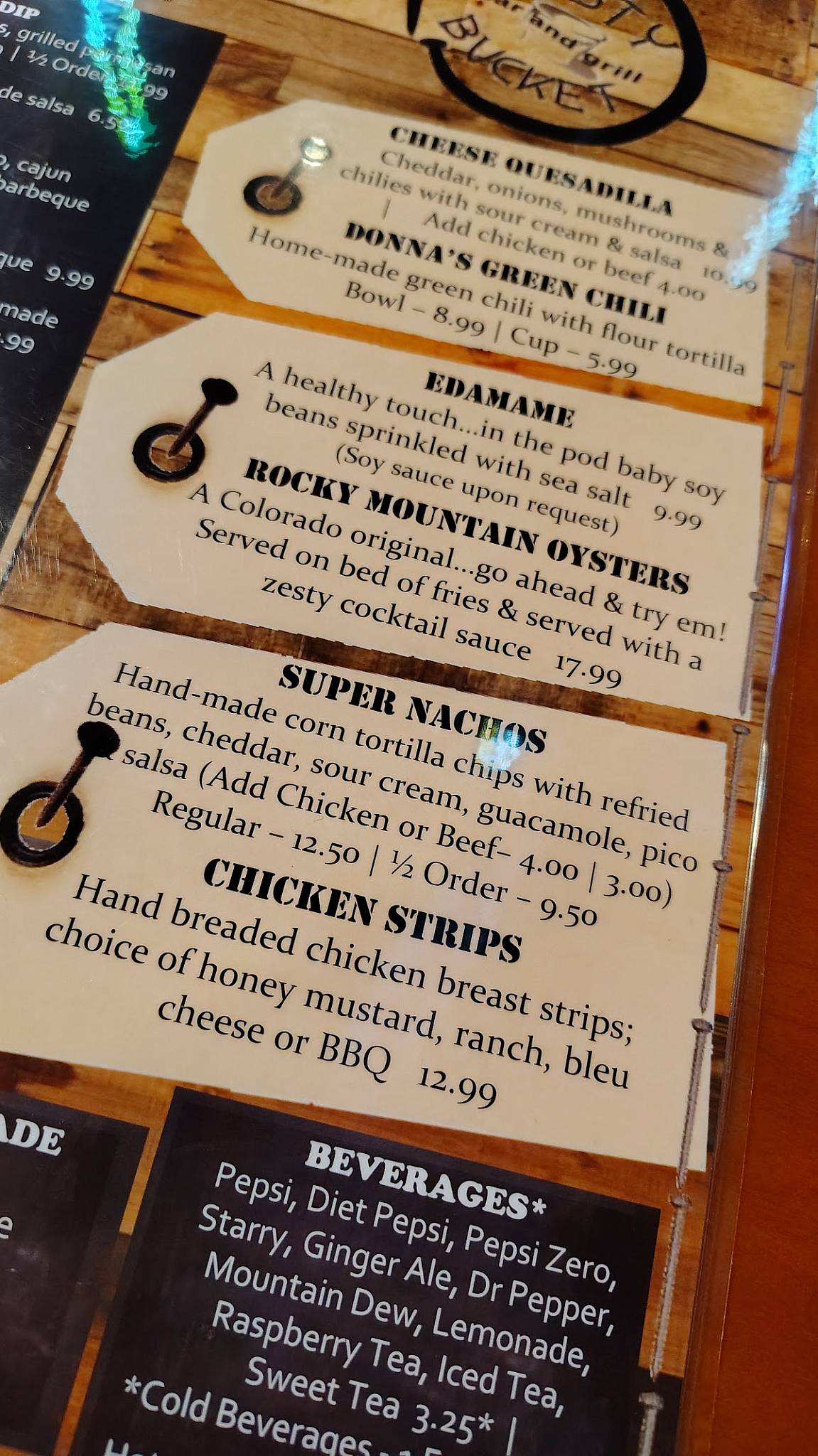 The Rusty Bucket Bar and Grill меню