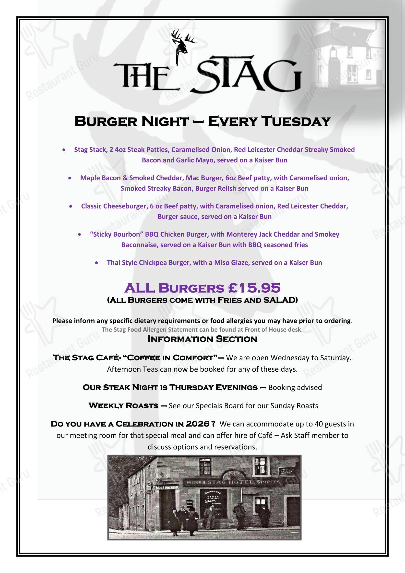 The Stag в Форфаре - Lunch Menu