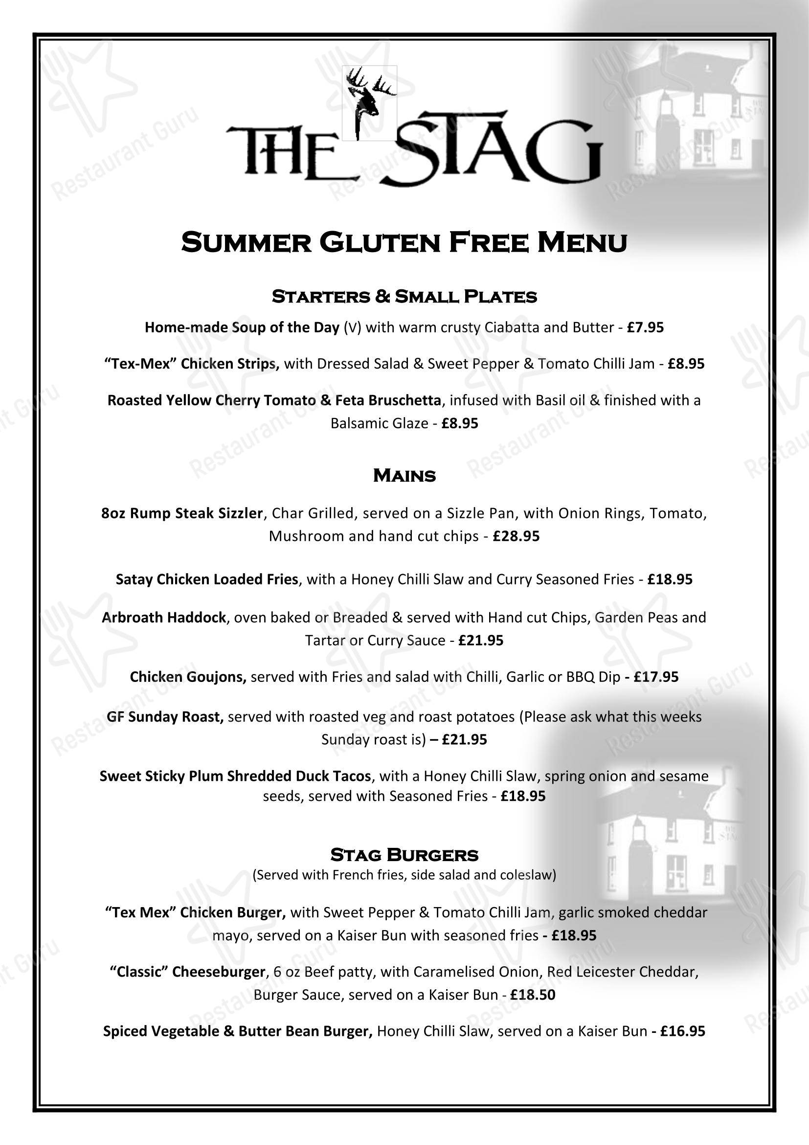 Dinner Menu ресторана The Stag в Форфаре