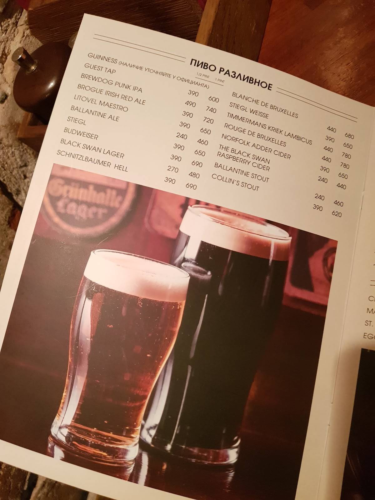The Tipsy меню