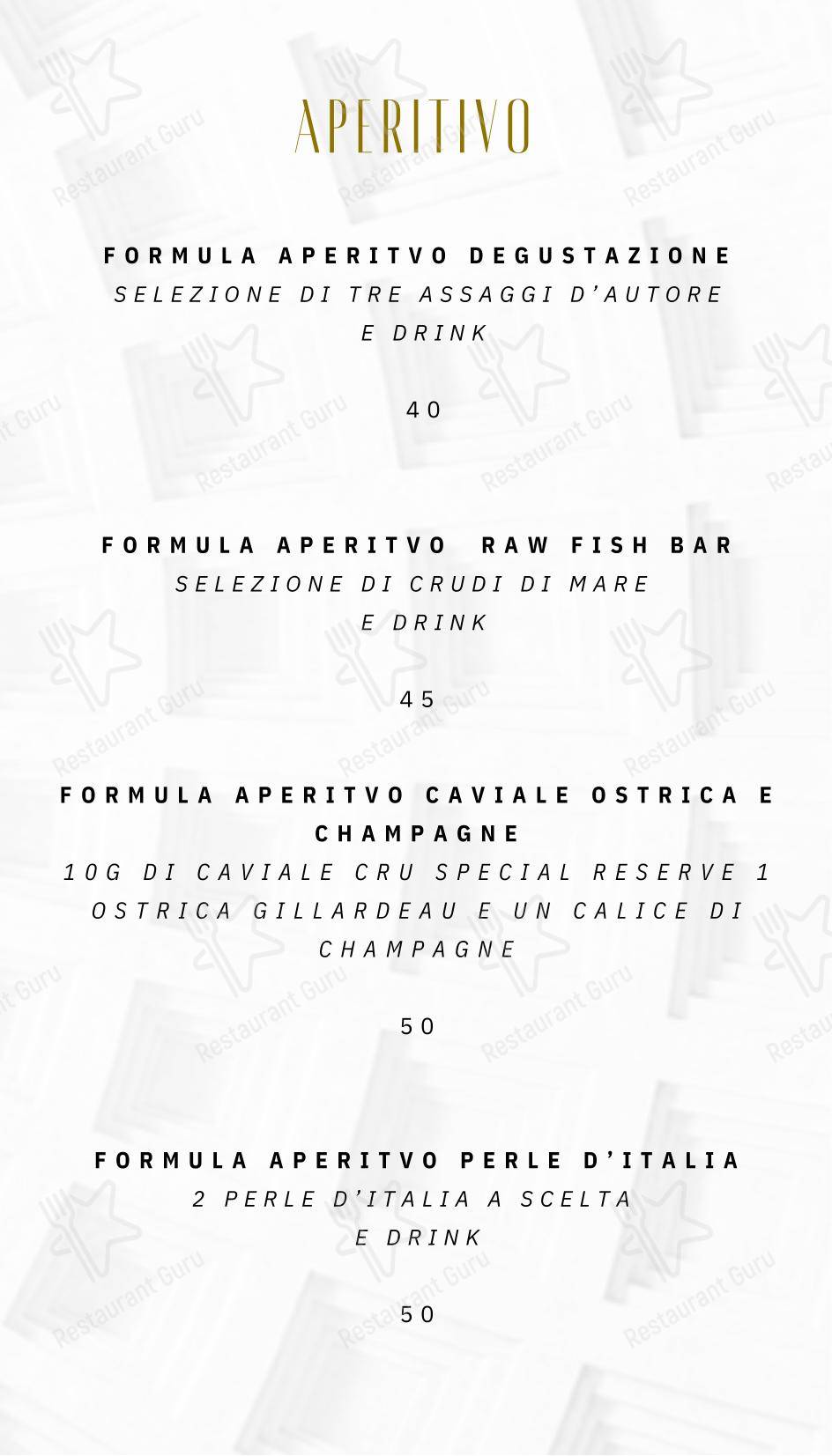 Меню фастфуда The Vista Rooftop Roma Pantheon Terrace Bar & Restaurant - Меню