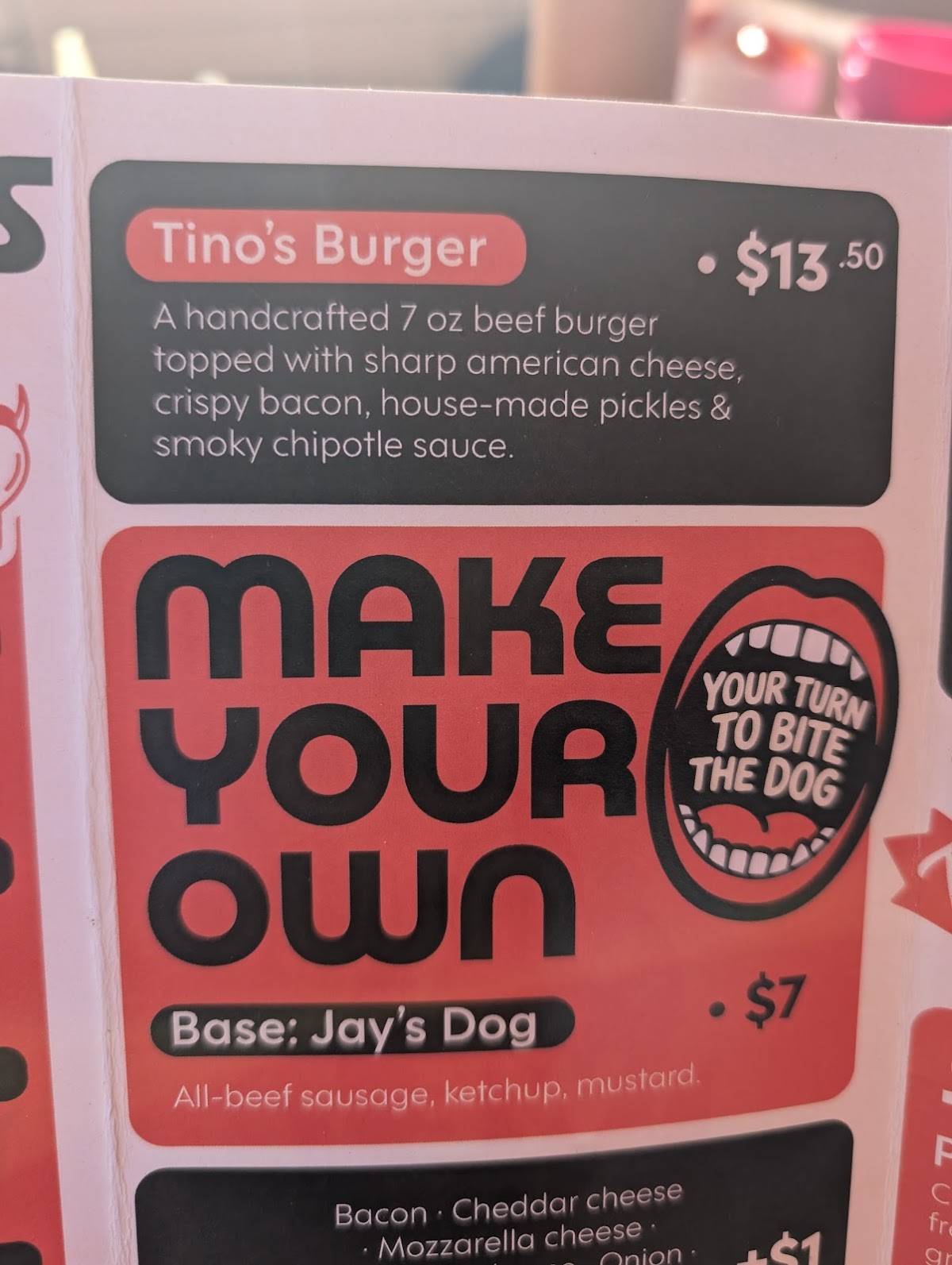 Tino's Hot Dogs Toronto меню