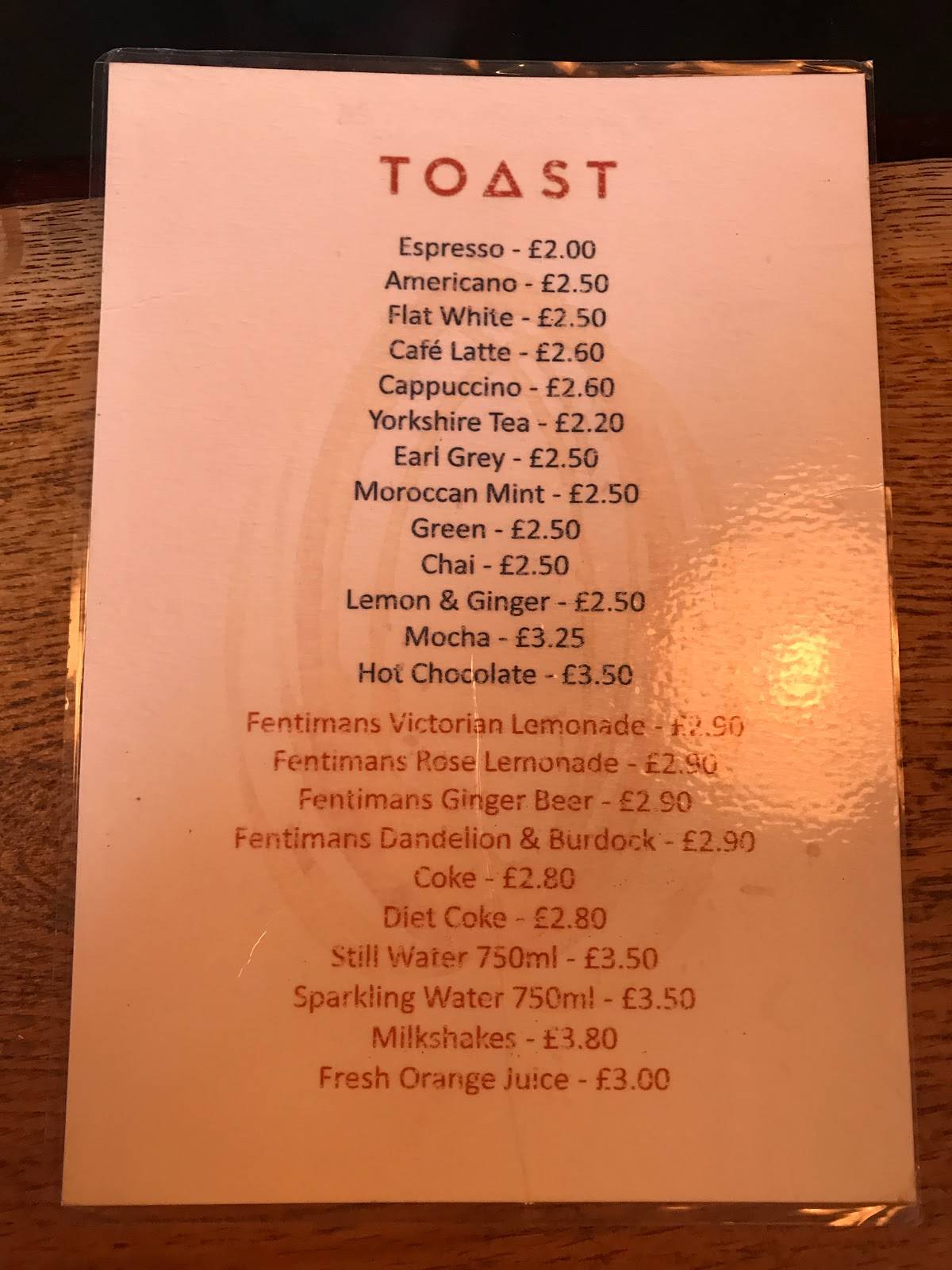 Toast меню