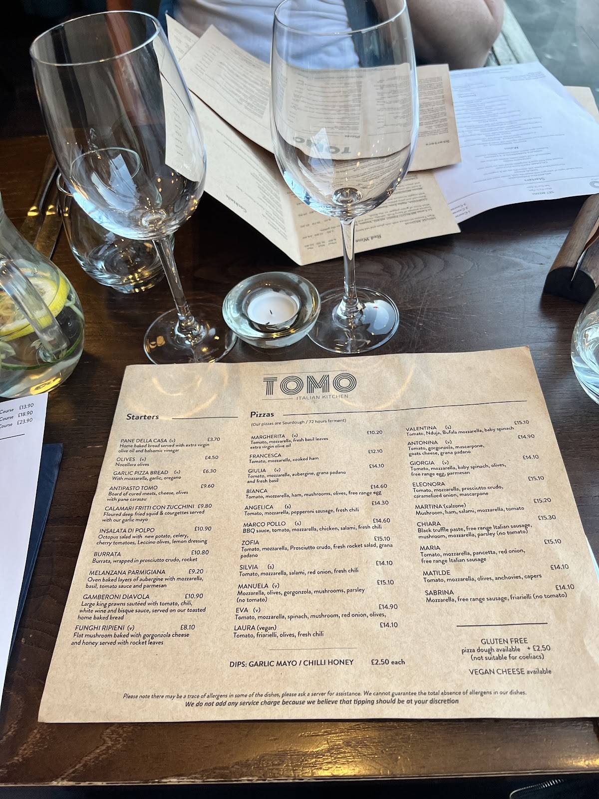 Tomo Italian Kitchen меню