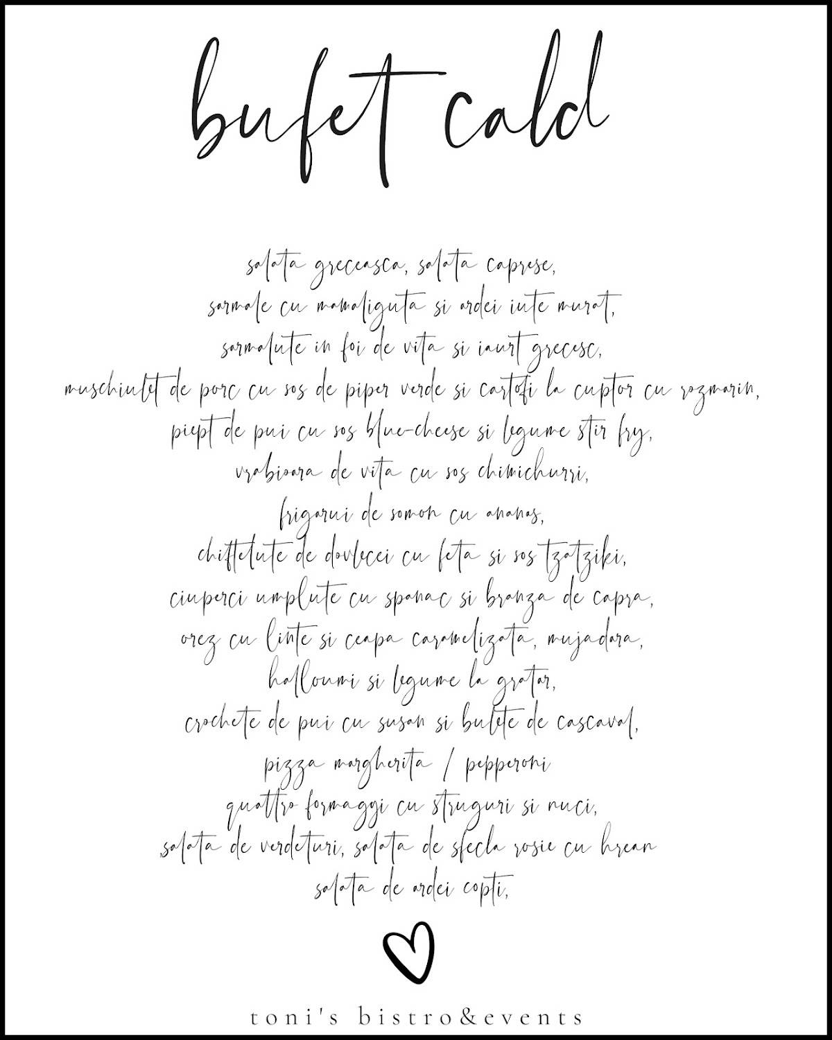 Toni's Bistro&Events меню