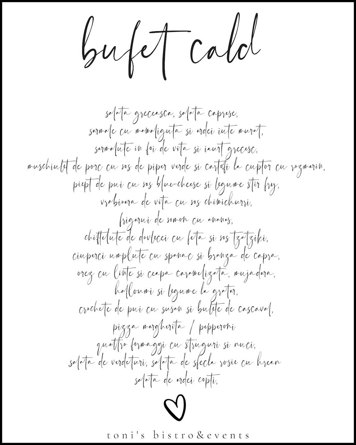 Toni's Bistro&Events меню
