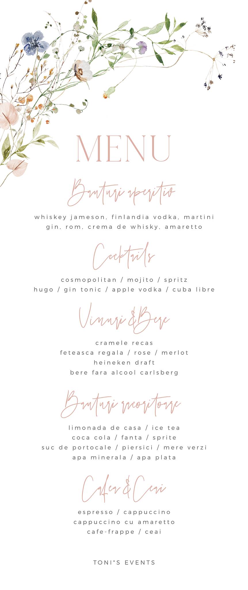 Toni's Bistro&Events меню