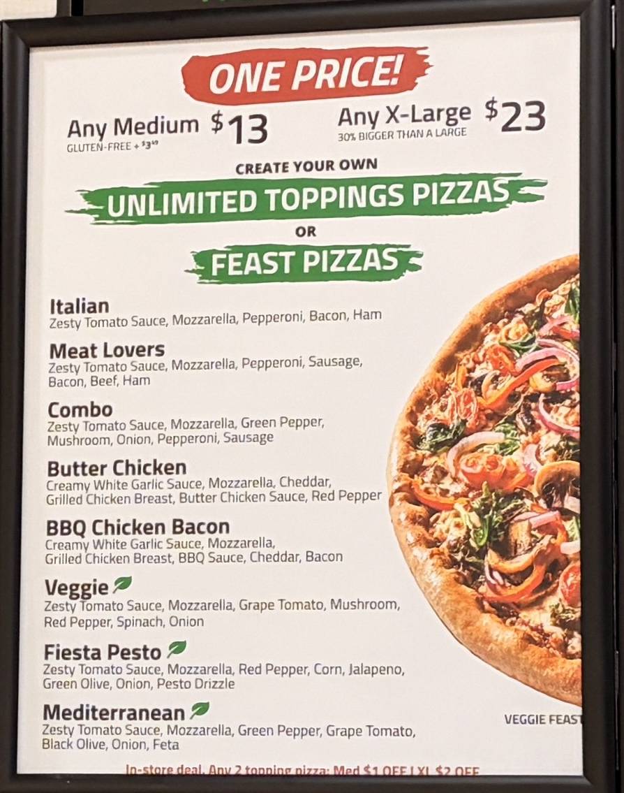 Freshslice Pizza (Humber College Blvd.) меню