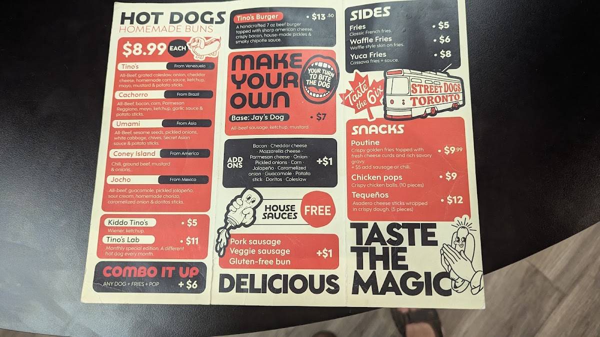 Tino's Hot Dogs Toronto меню