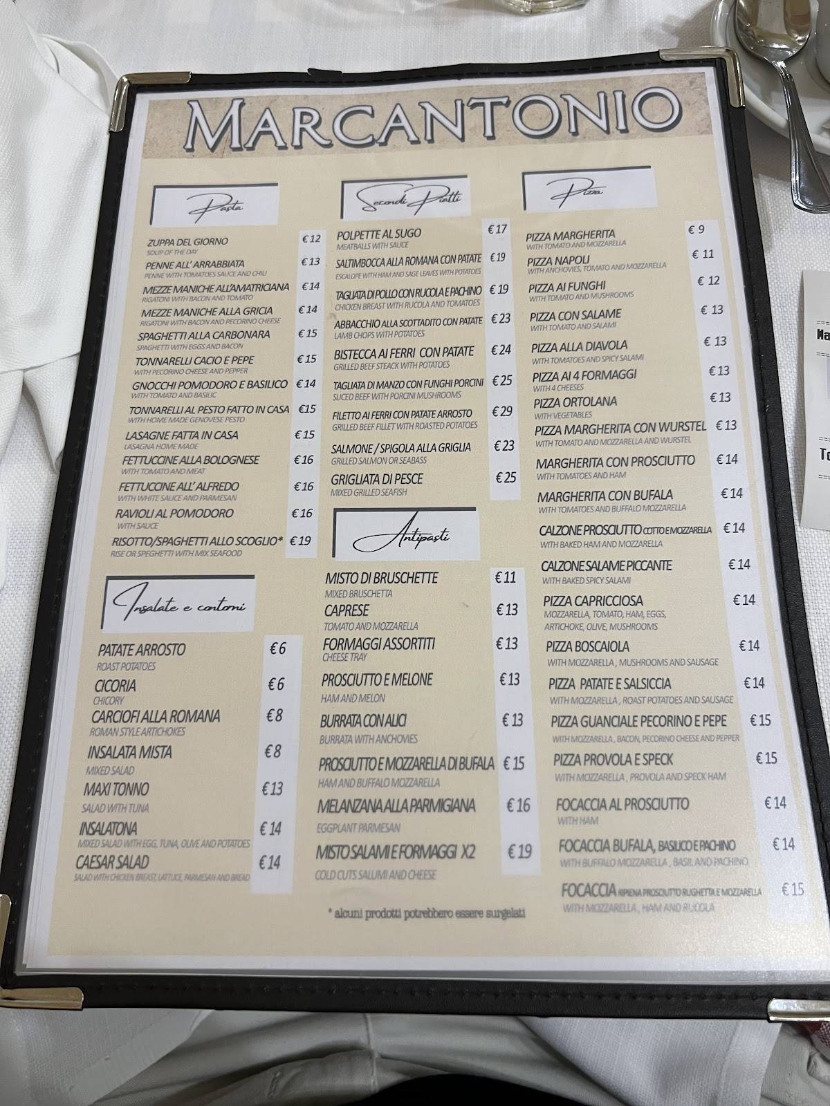 Trattoria Marcantonio меню