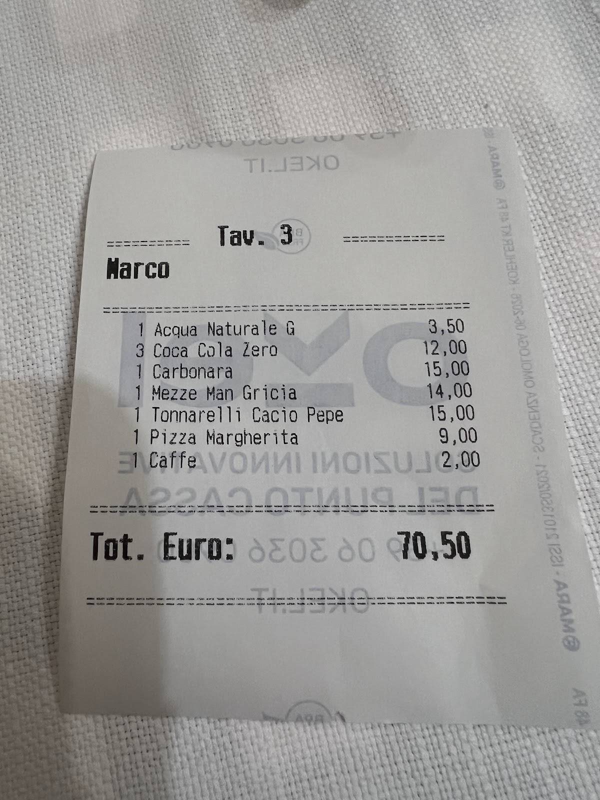 Trattoria Marcantonio меню