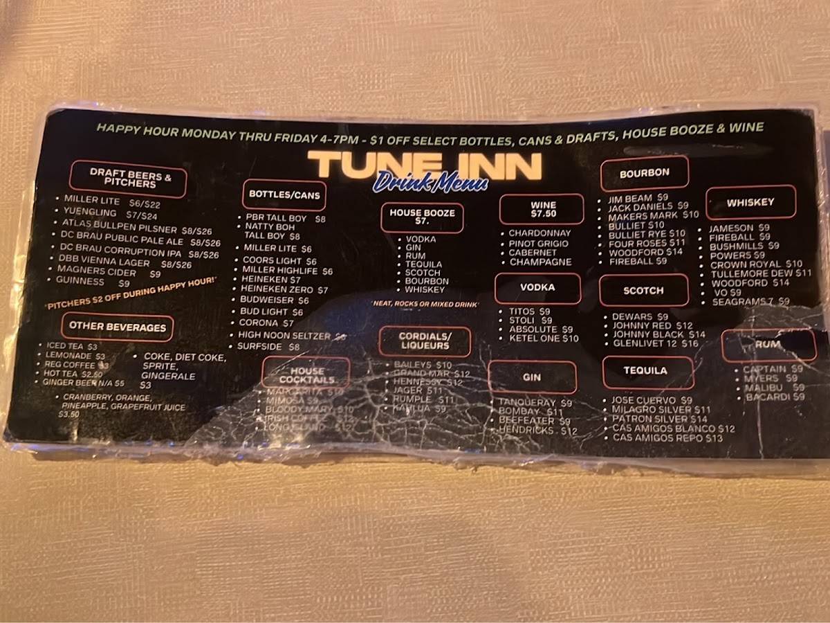 Tune Inn Restaurant & Bar меню