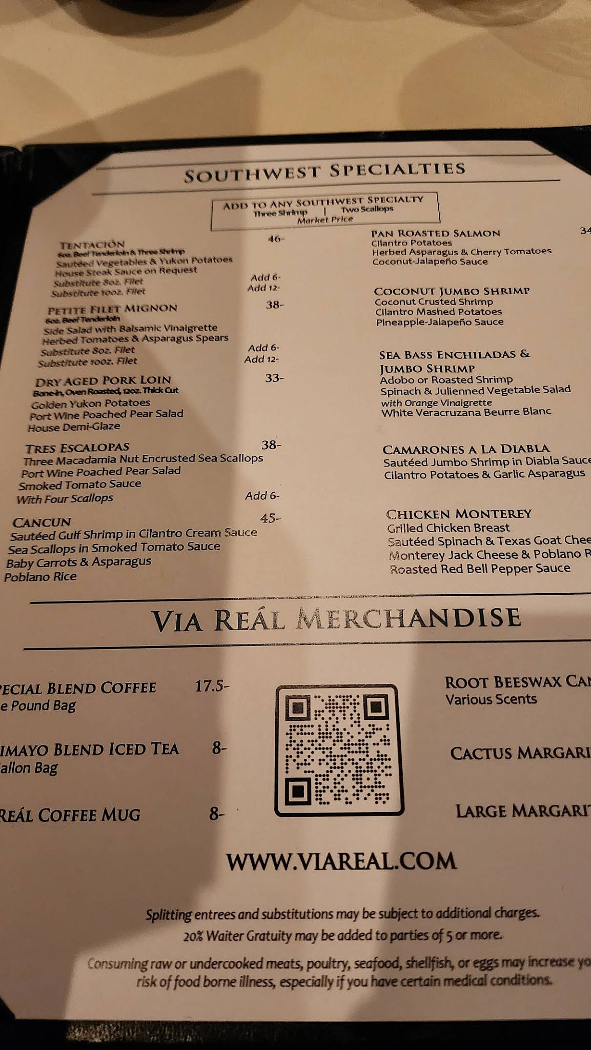 Via Real Restaurant меню