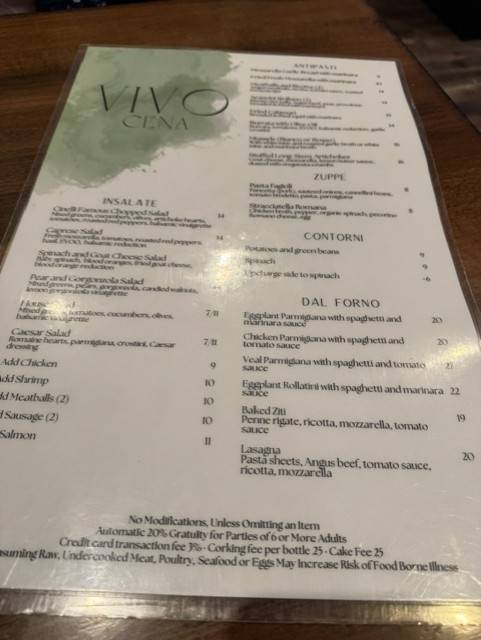 Vivo Ristorante меню