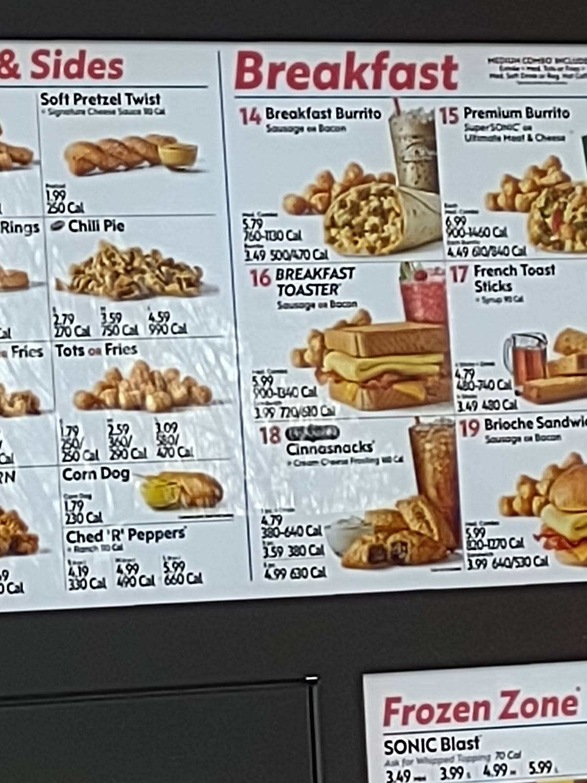Sonic Drive-In меню