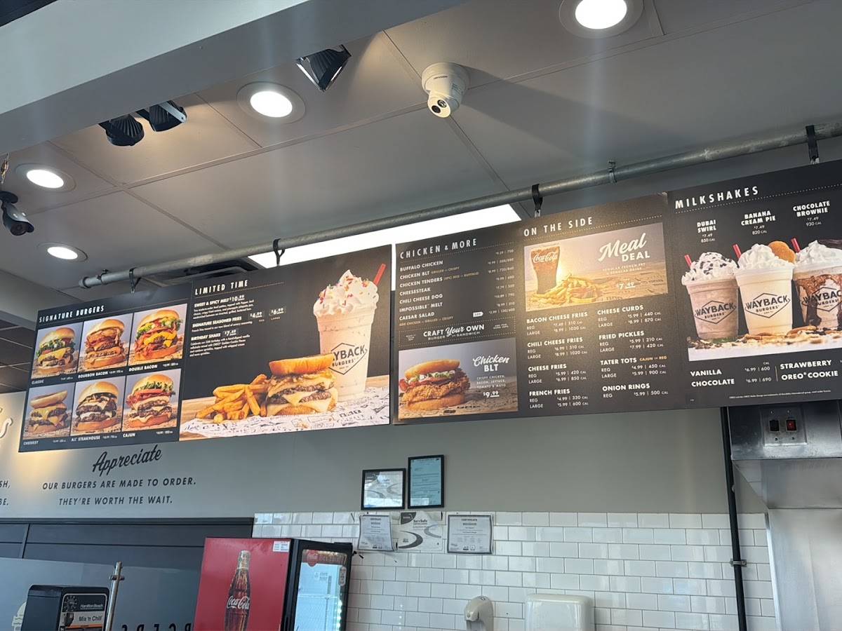 Wayback Burgers меню