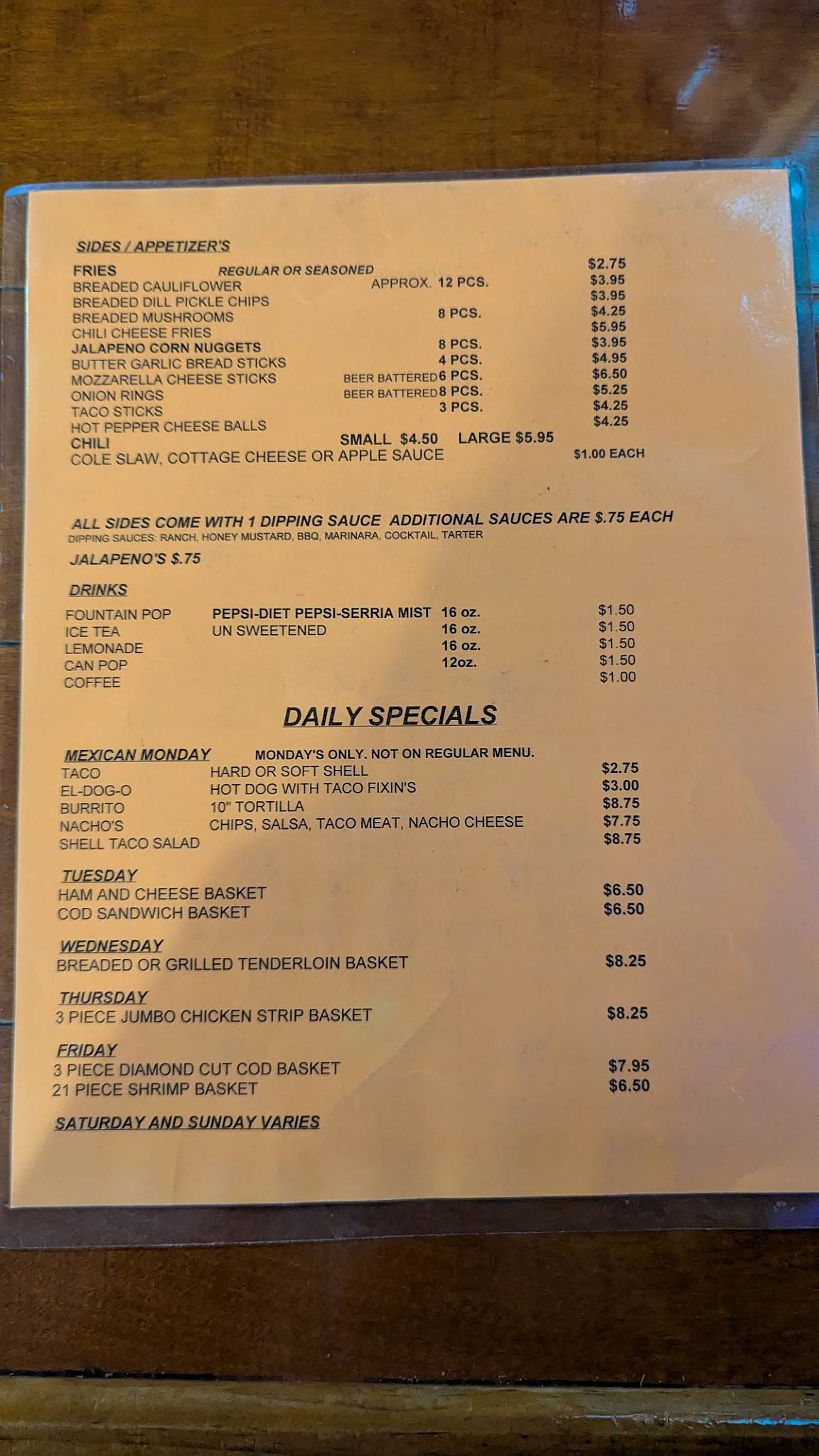 Wayne Street Tavern меню