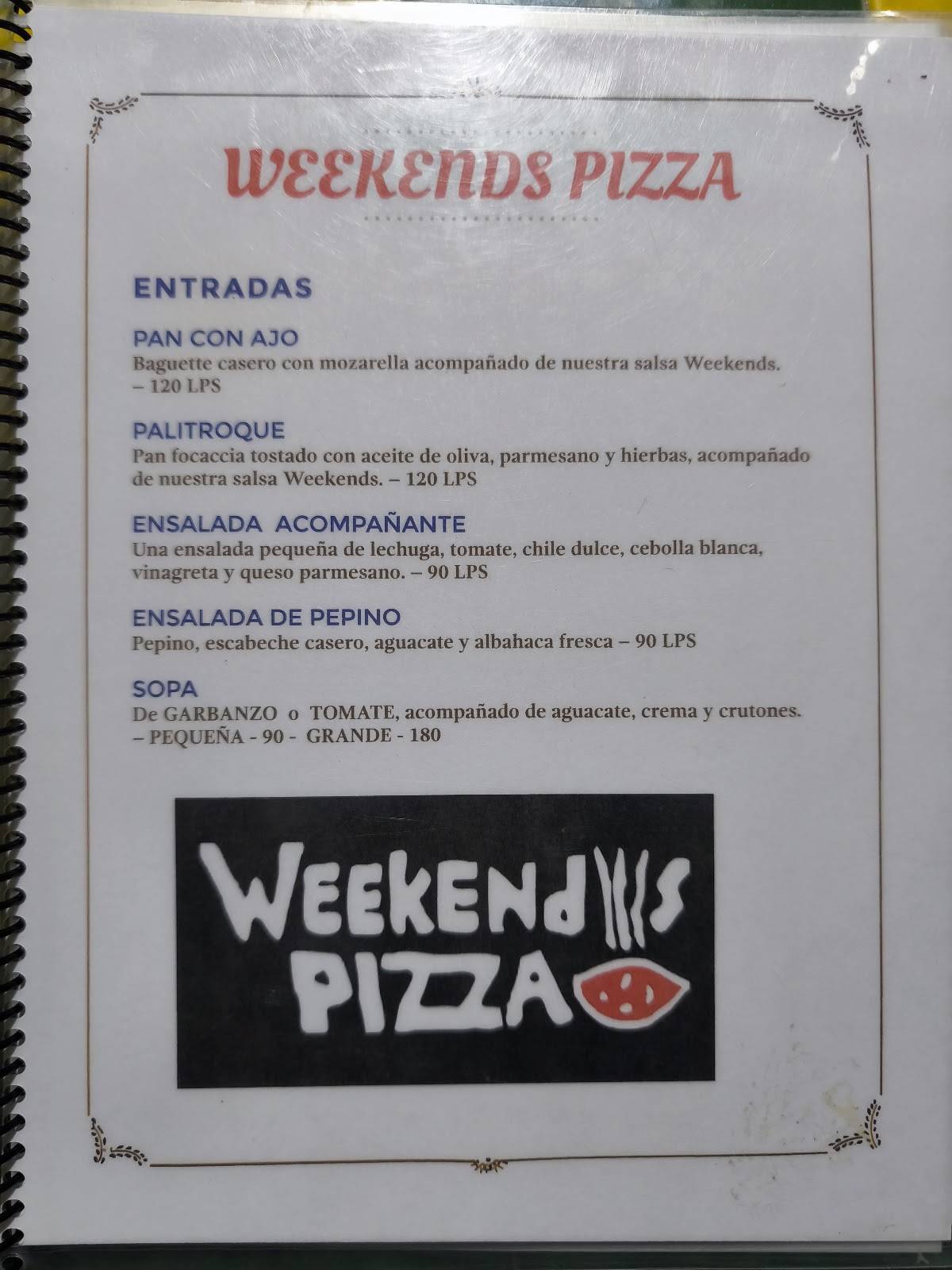 Weekend’s Pizza меню