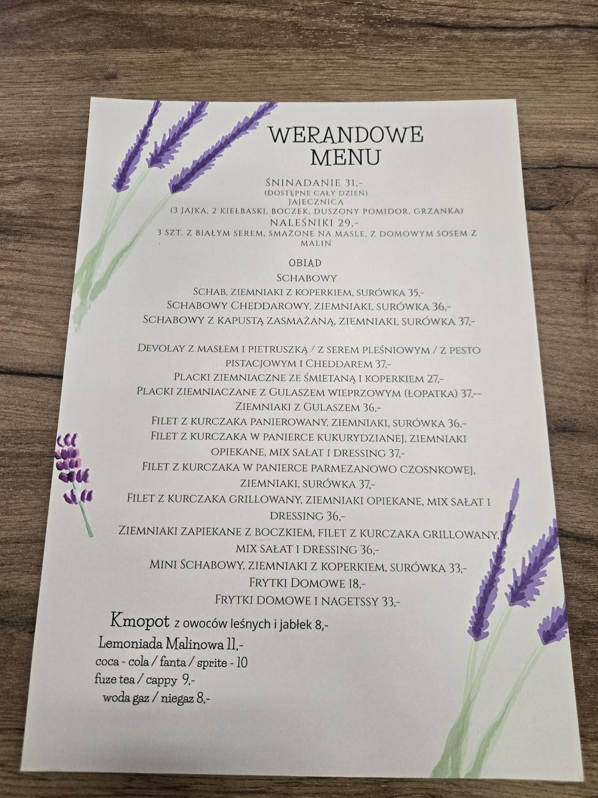 Weranda меню