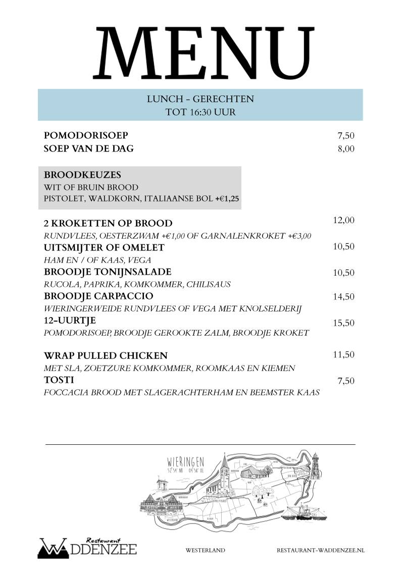 Restaurant Waddenzee меню