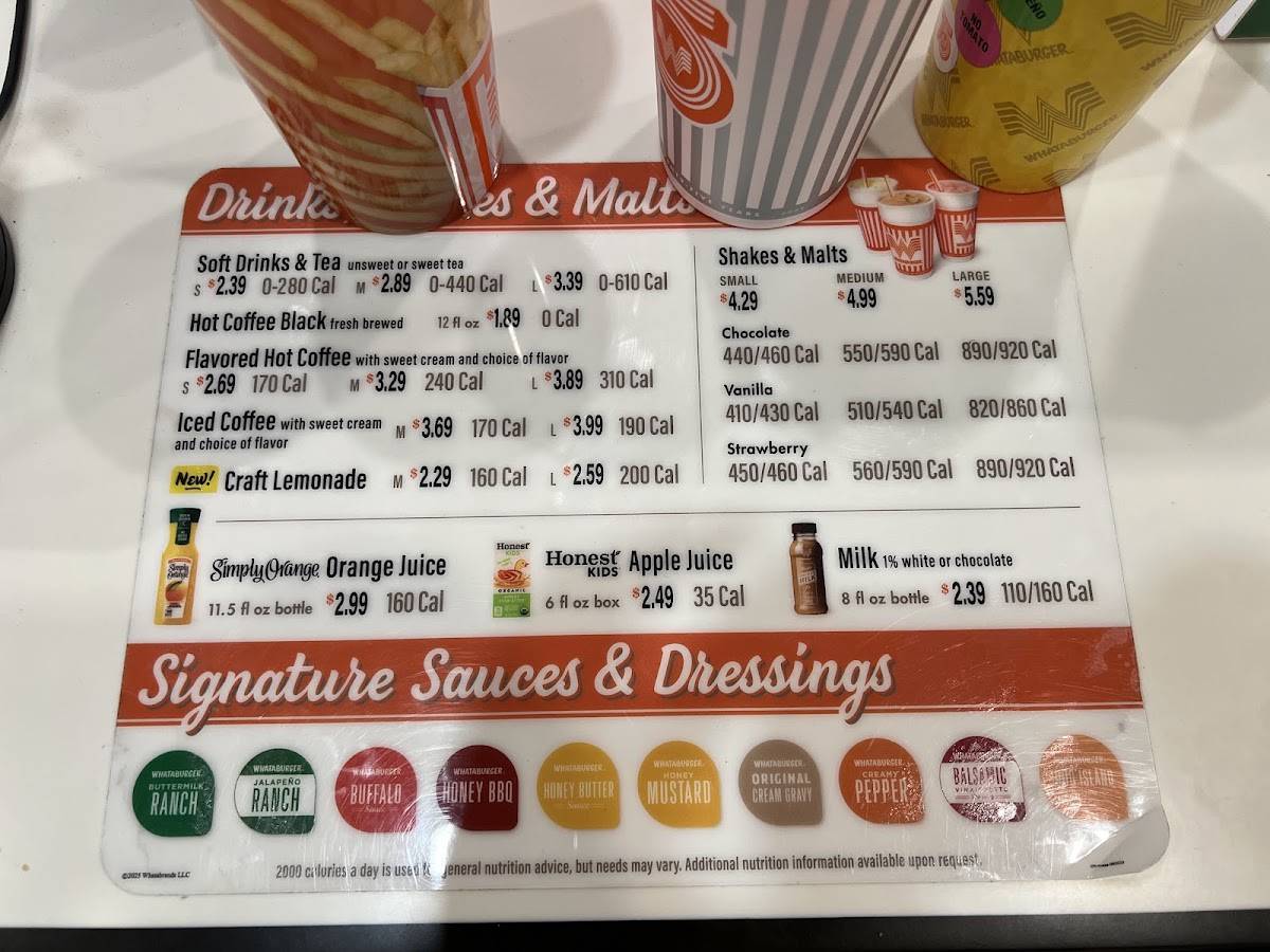 Whataburger меню
