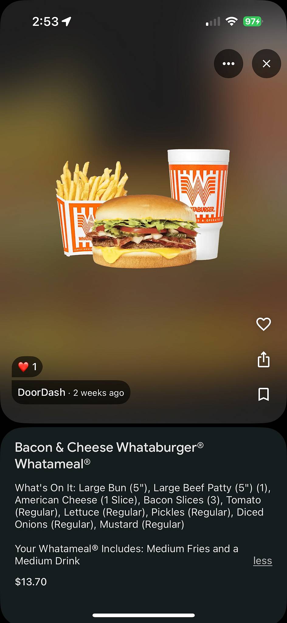 Whataburger меню