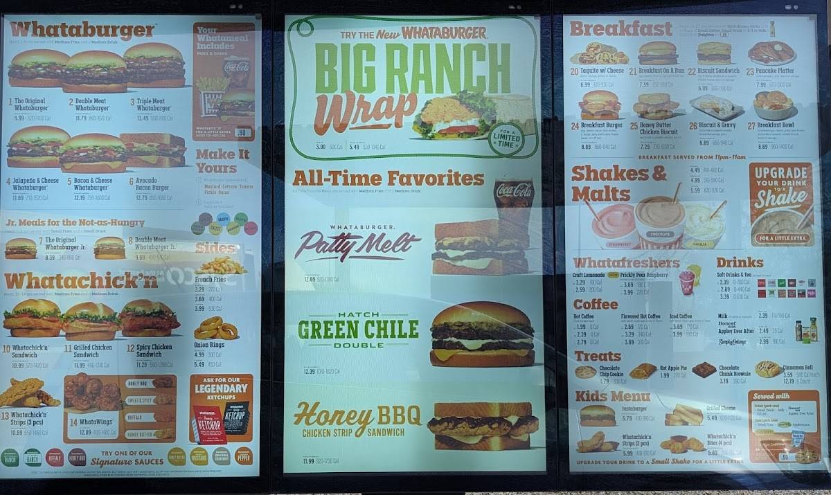 Whataburger меню