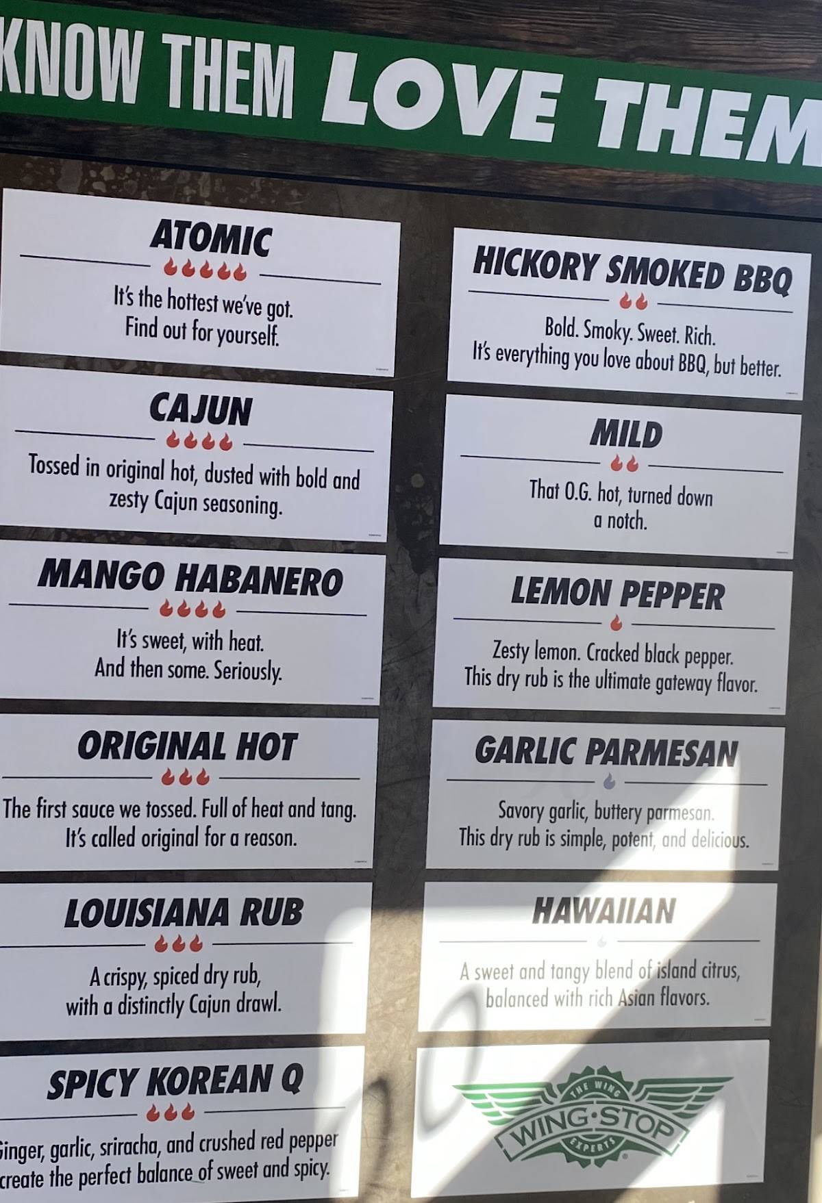 Wingstop меню