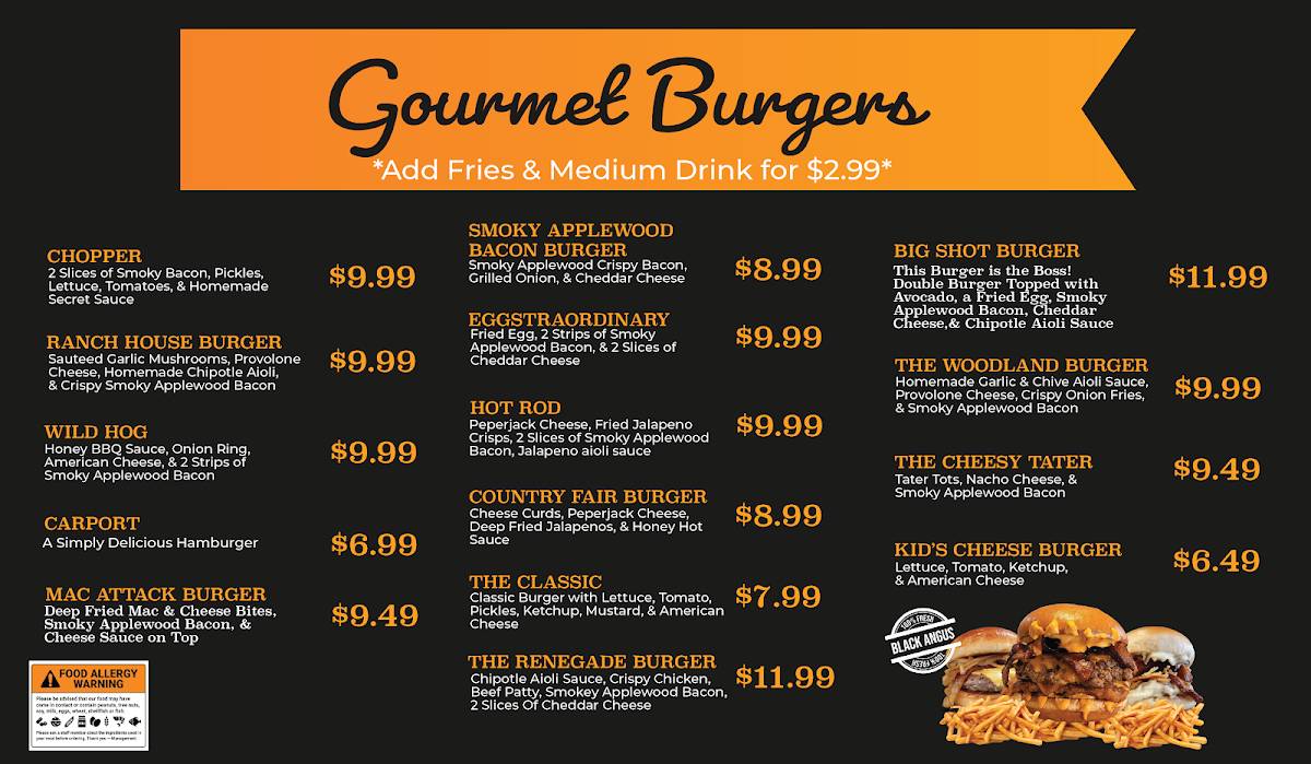 Woodland Burgers & Wings Starke меню