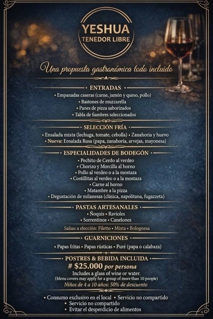 YESHUA RESTO Y CAFE меню
