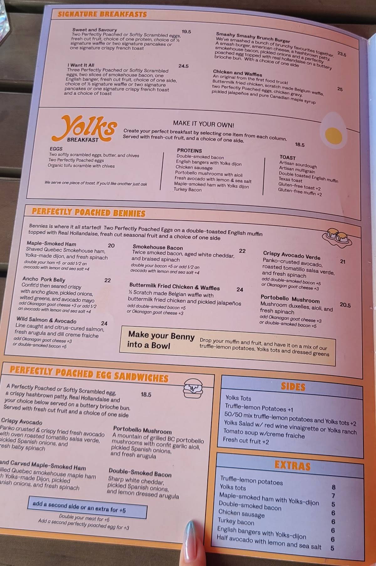 Yolks меню