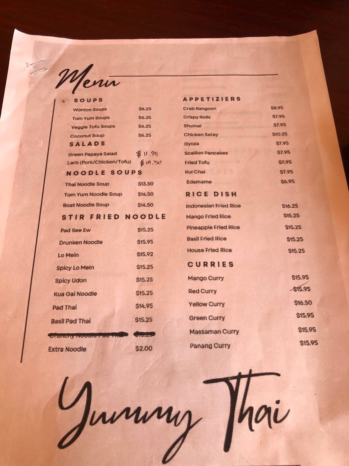 Yummy Thai меню