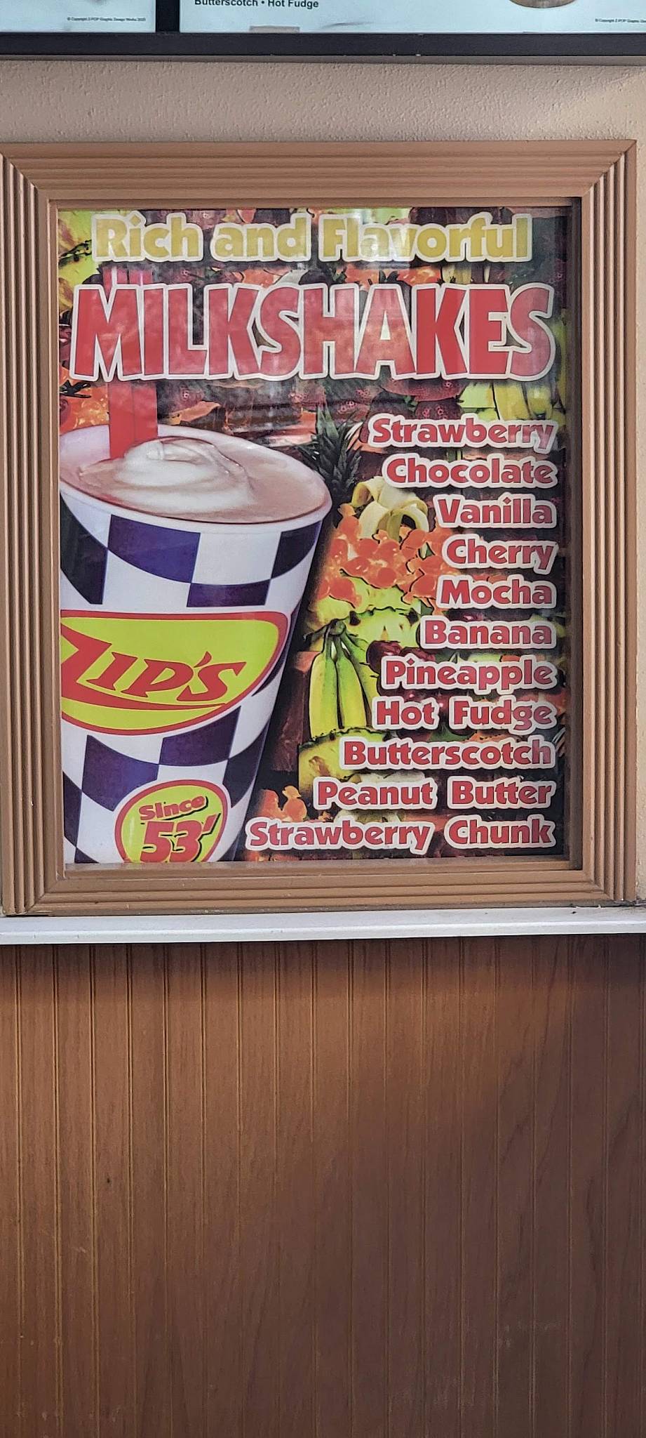 Zip's Drive In меню