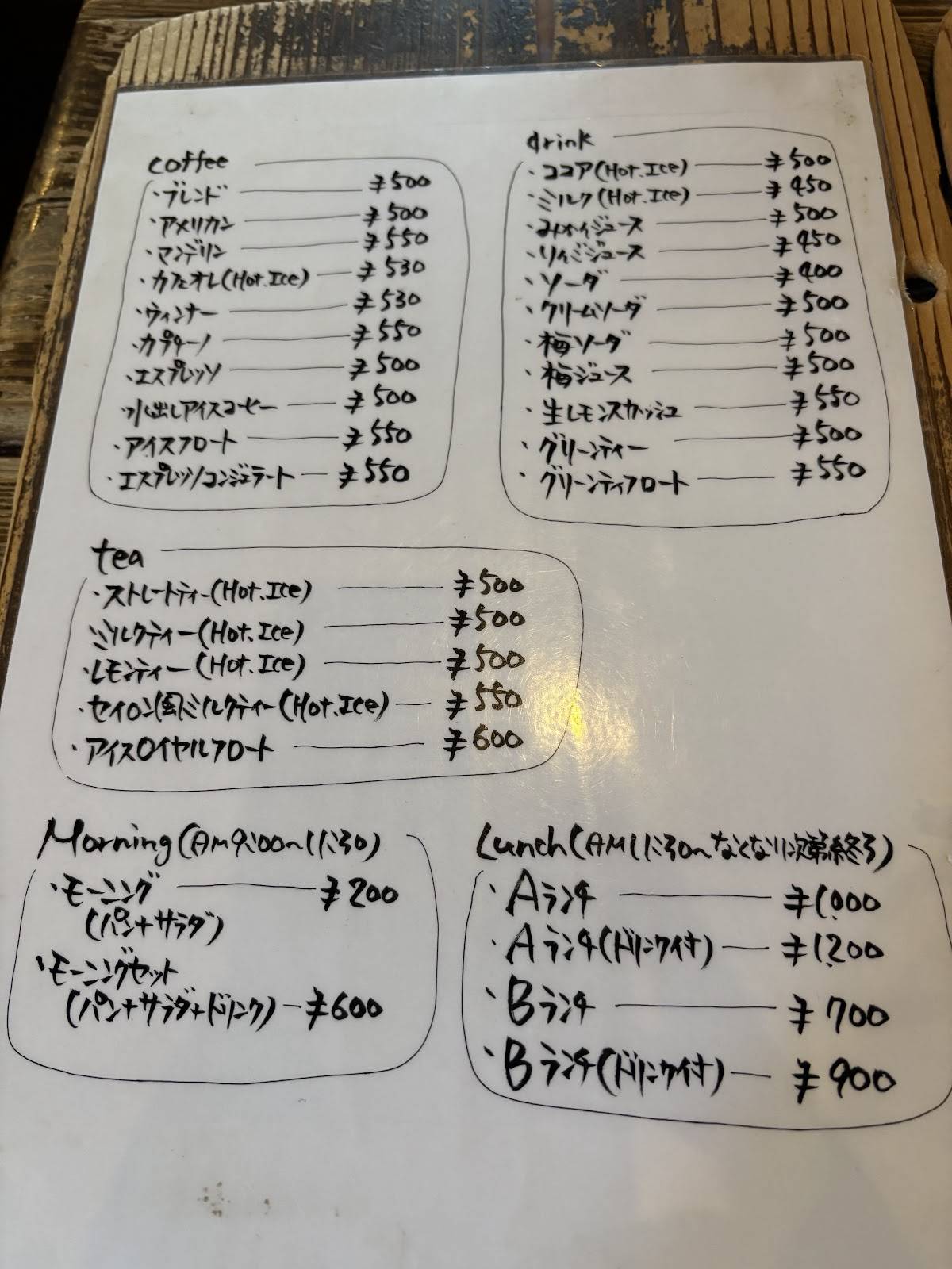 cafe Attente меню