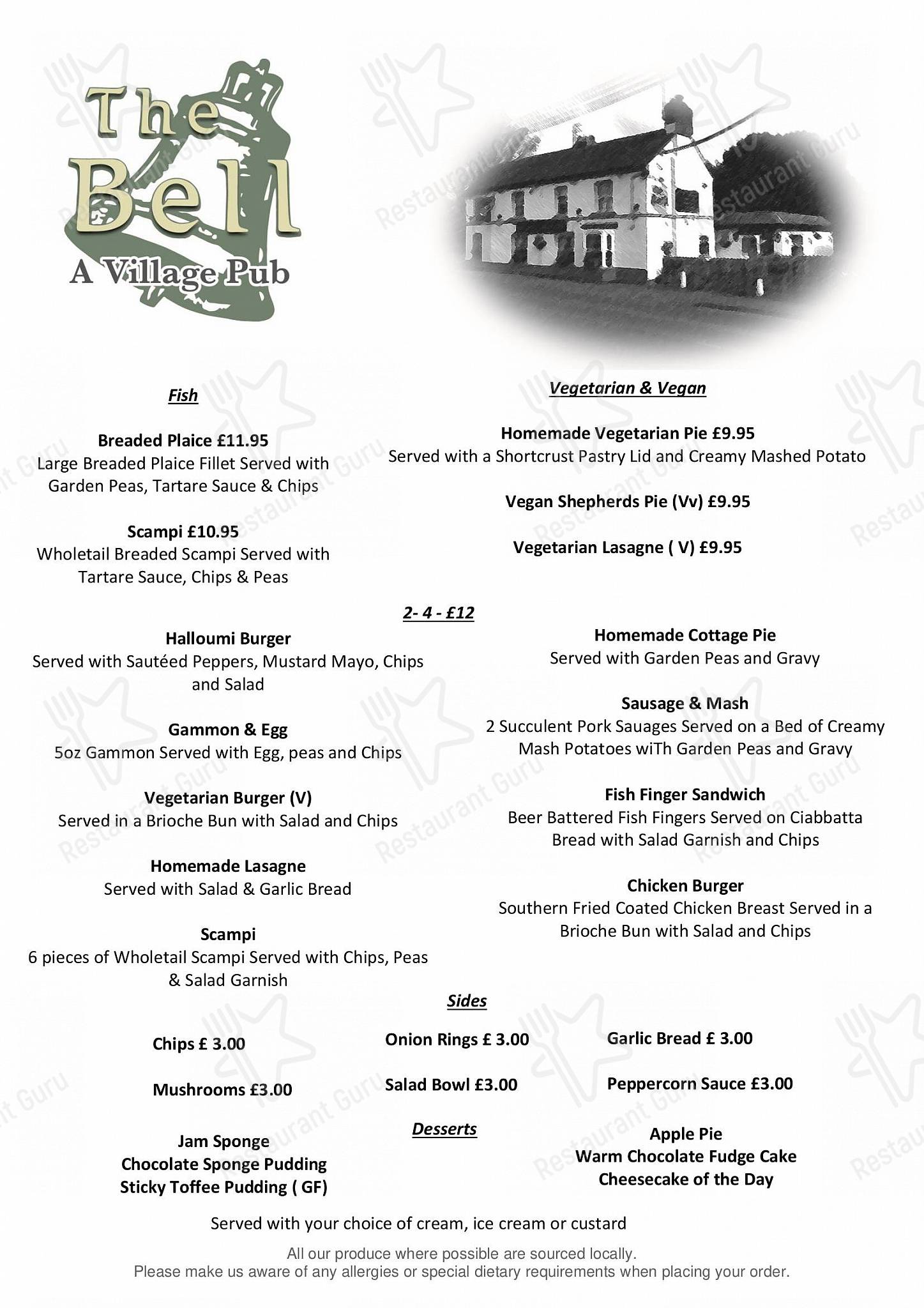 Wine Menu паба и бара The Bell Inn