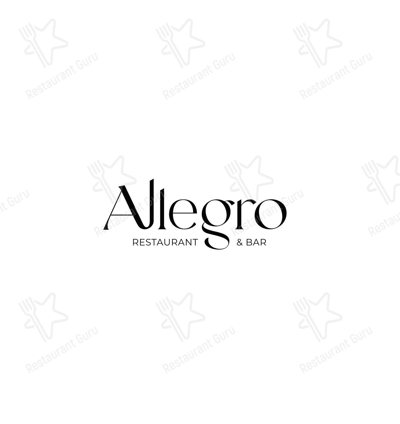 Меню паба и бара Allegro - Меню