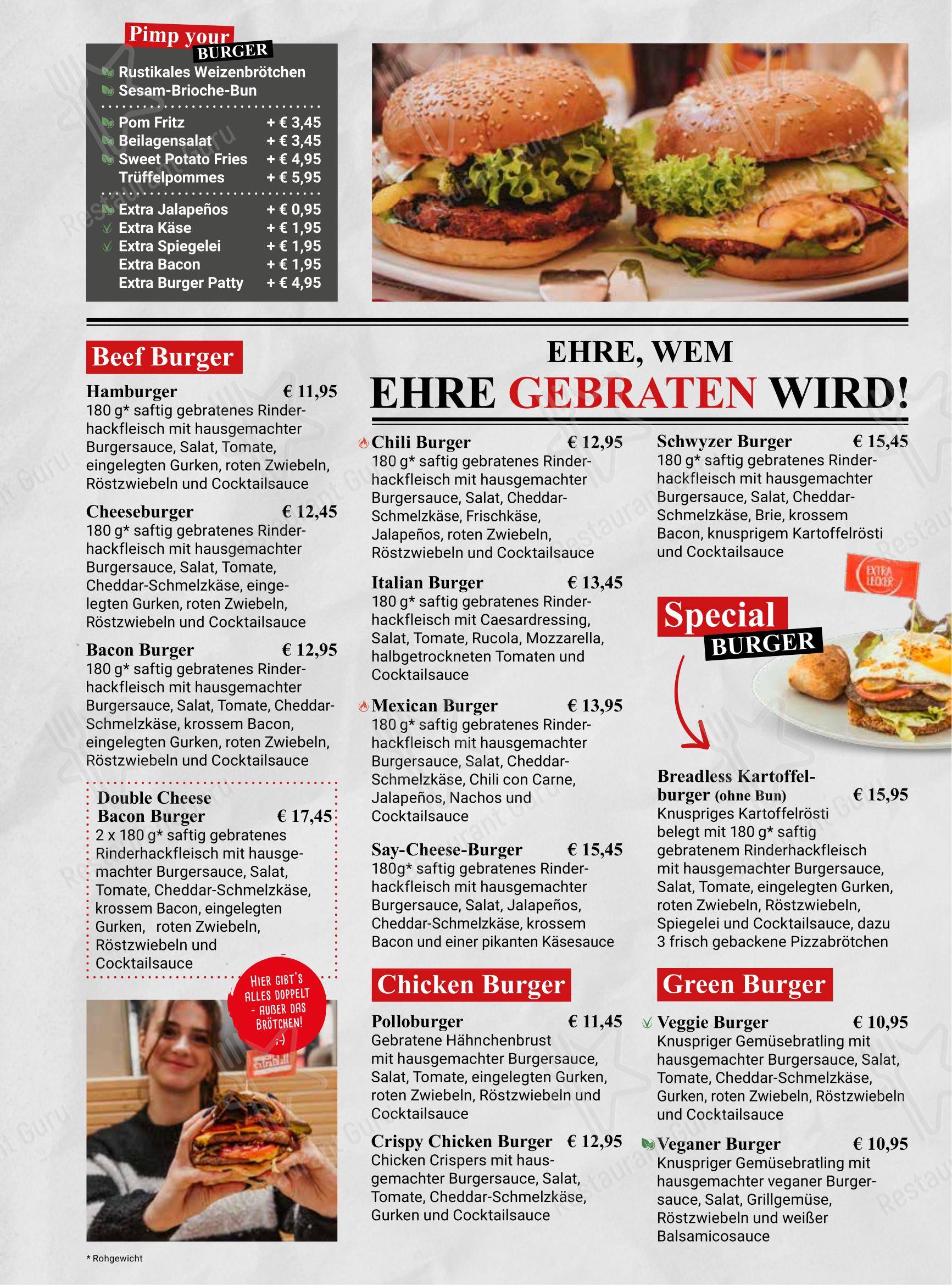 Меню кафе Cafe Extrablatt в Кастропе-Раукселе