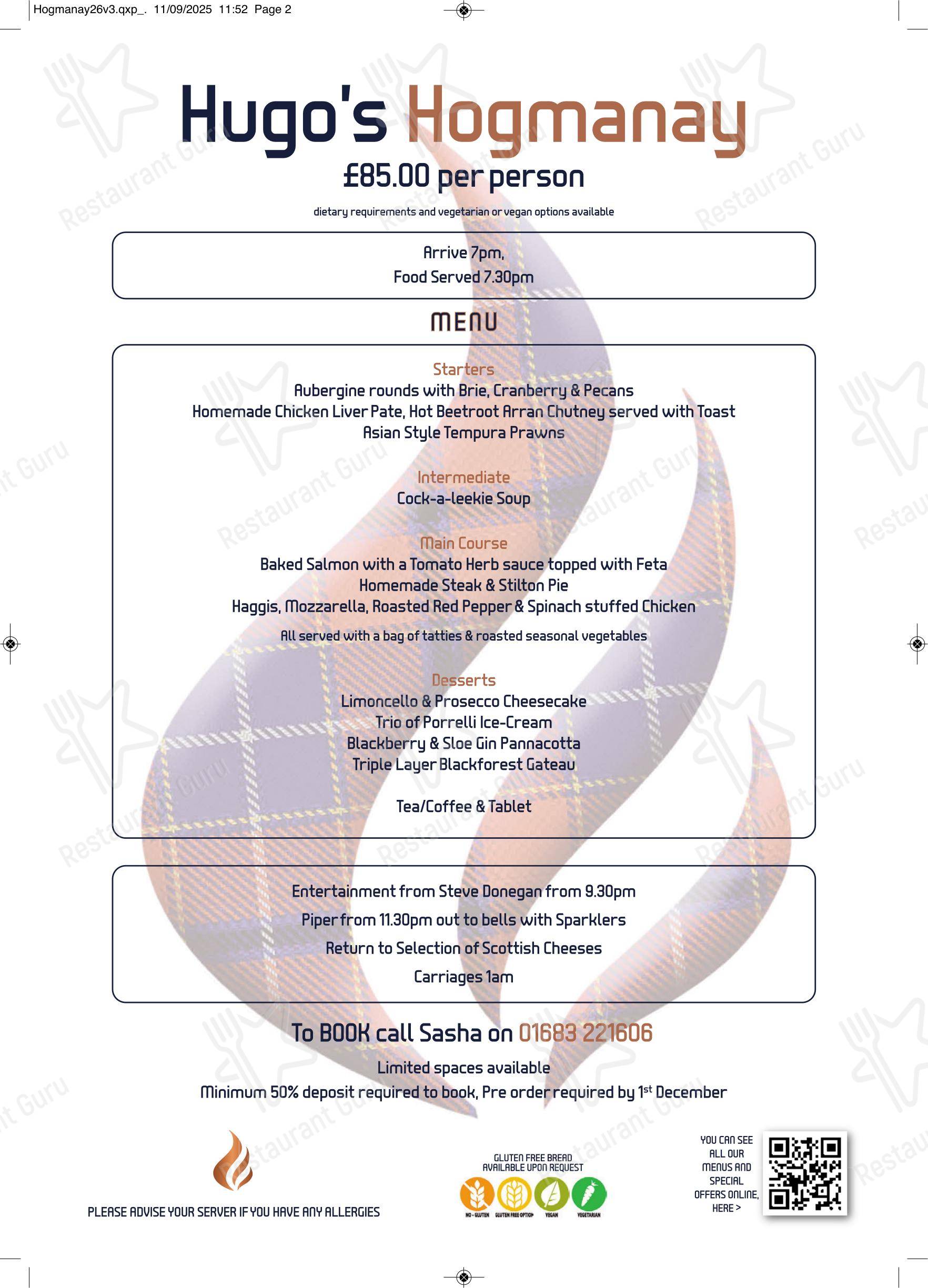 Hugo's в Моффате - Wine Menu