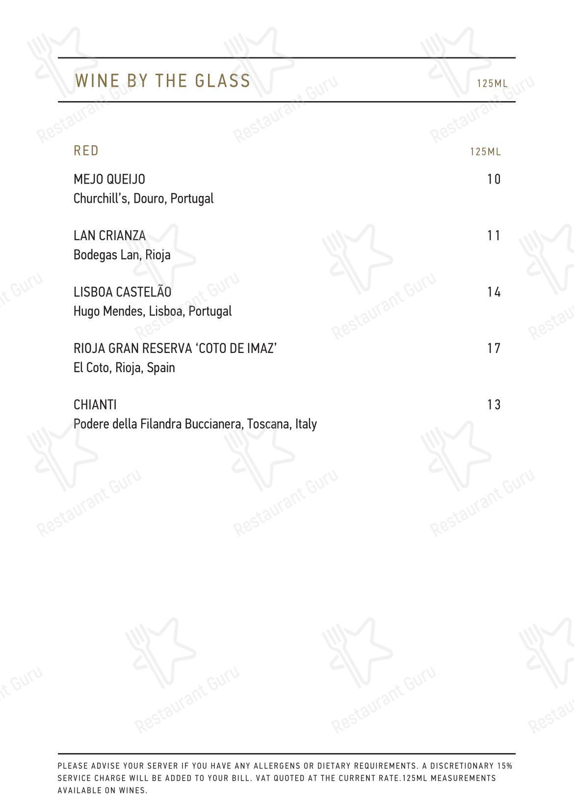 JOIA Rooftop Bar в Лондоне - Основное меню