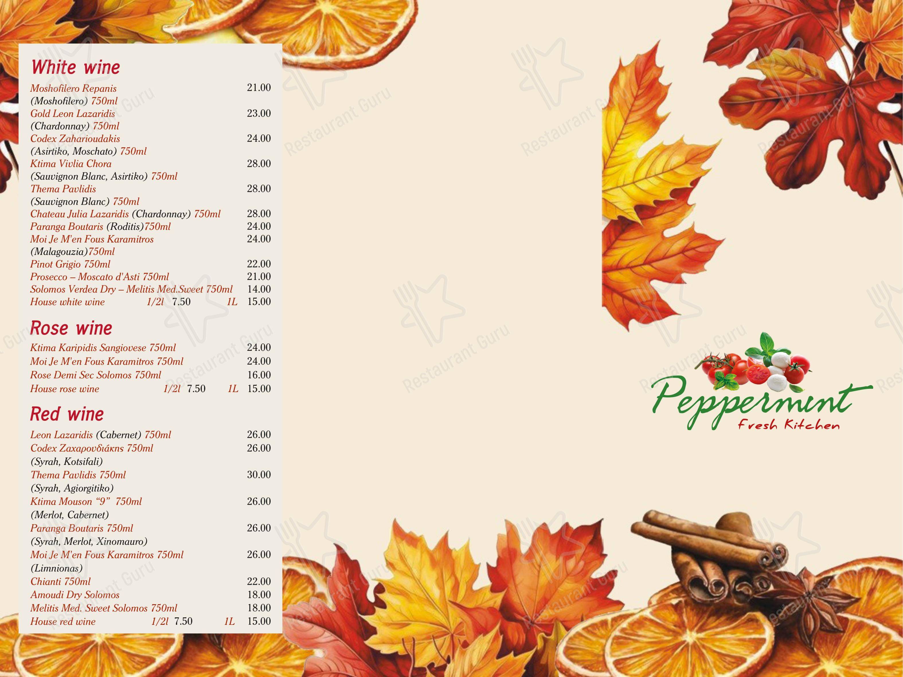 Меню ресторана Peppermint Fresh Kitchen в Аргасси