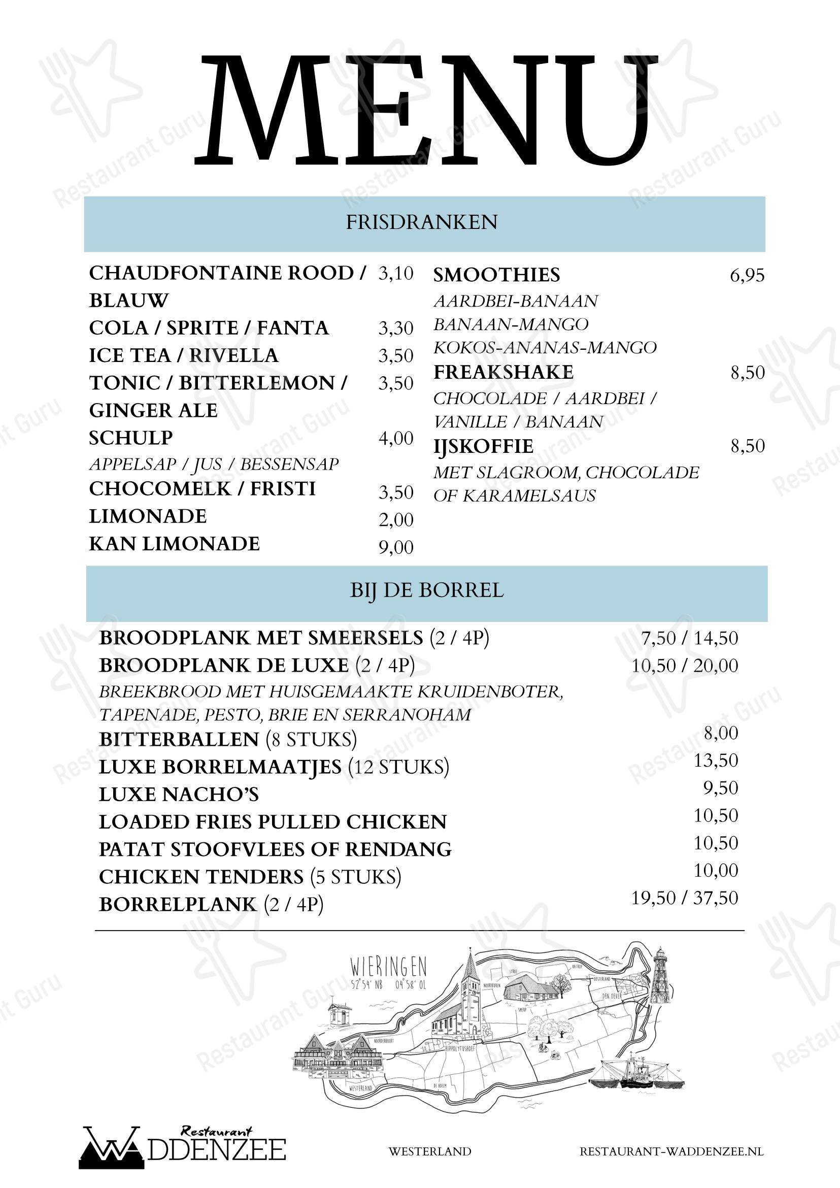 菜单 ресторана Restaurant Waddenzee в Westerland