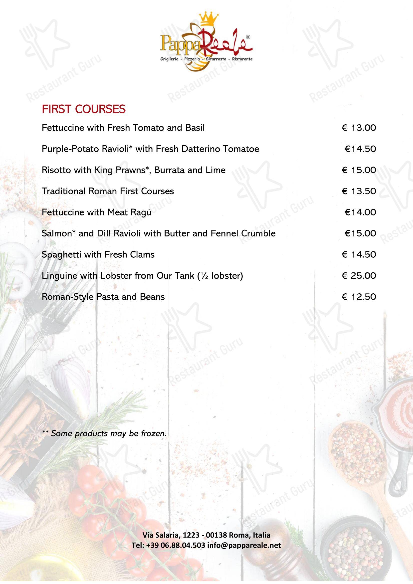 Меню пиццерии Ristorante Pizzeria - PappaReale - Меню