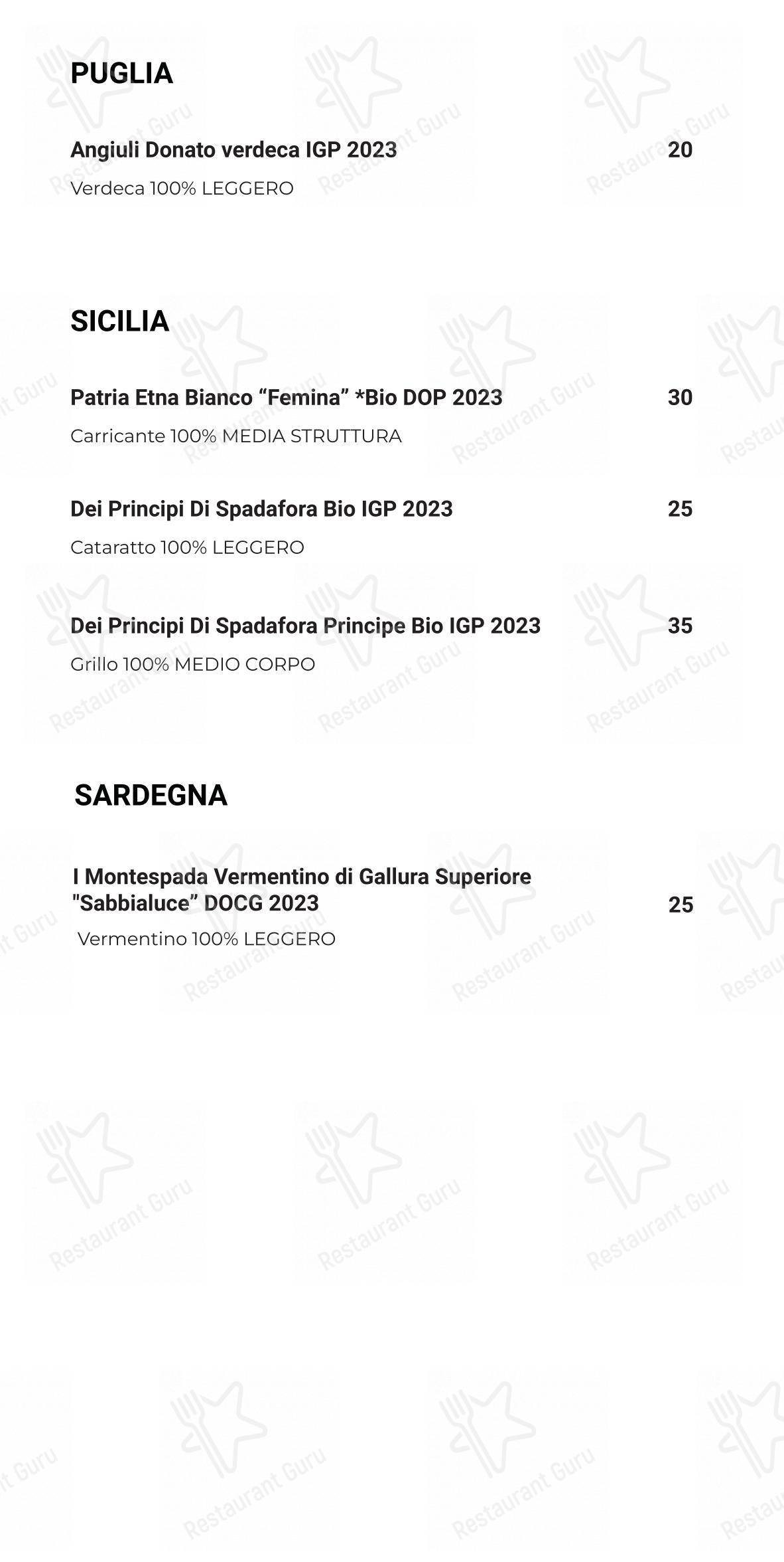 Меню ресторана Saulo - Меню