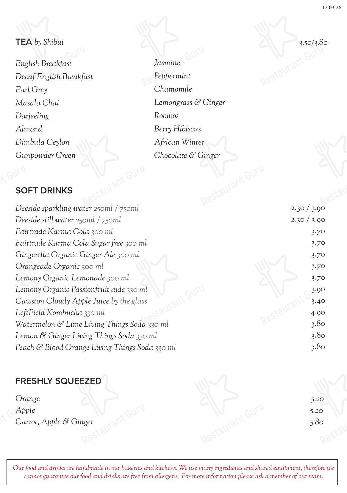 Söderberg Pavilion в Эдинбурге - Lunch Menu