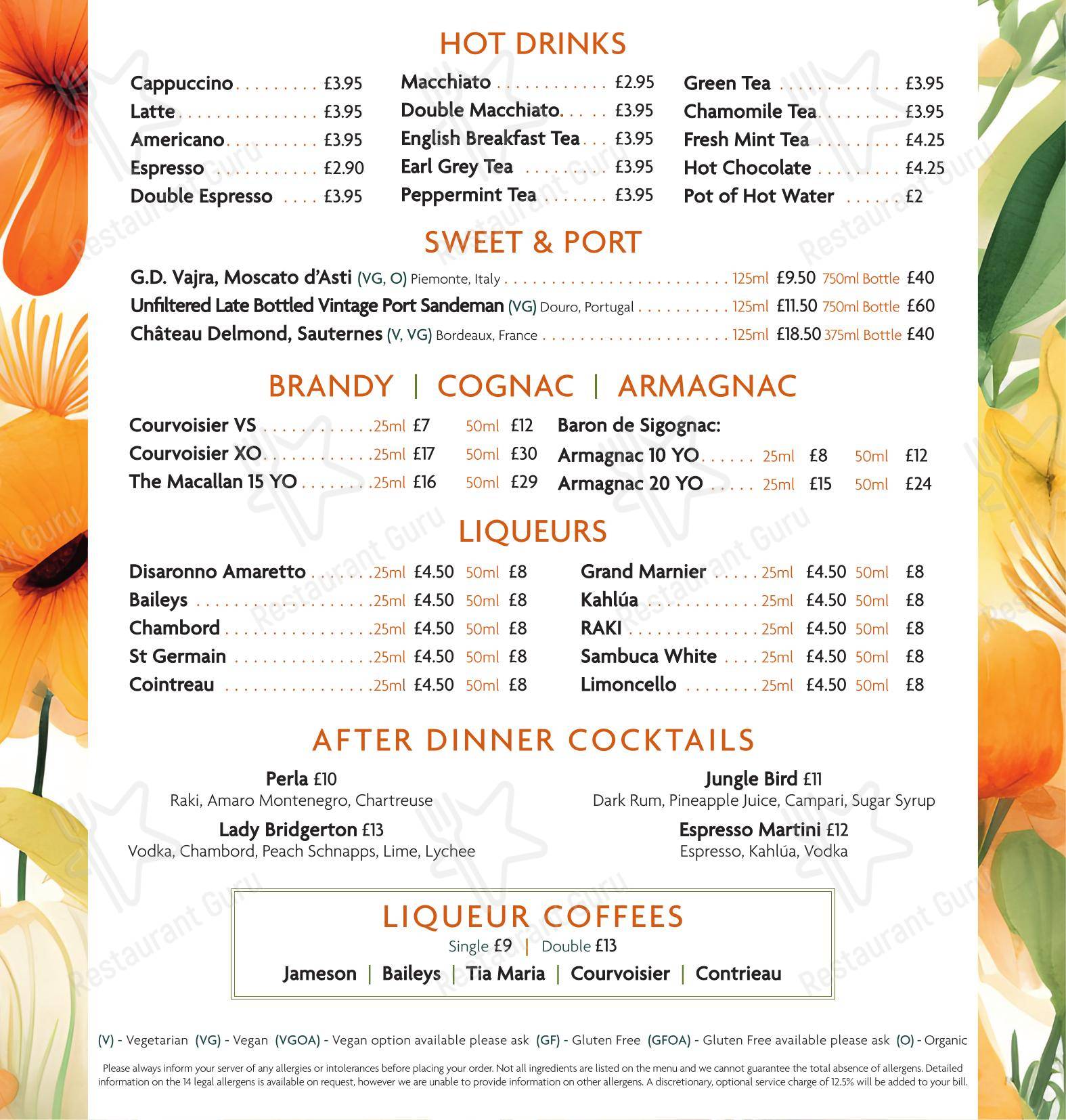 Restaurant Menu ресторана Square Grill Brasserie Restaurant & Piano Bar Bath в Бате