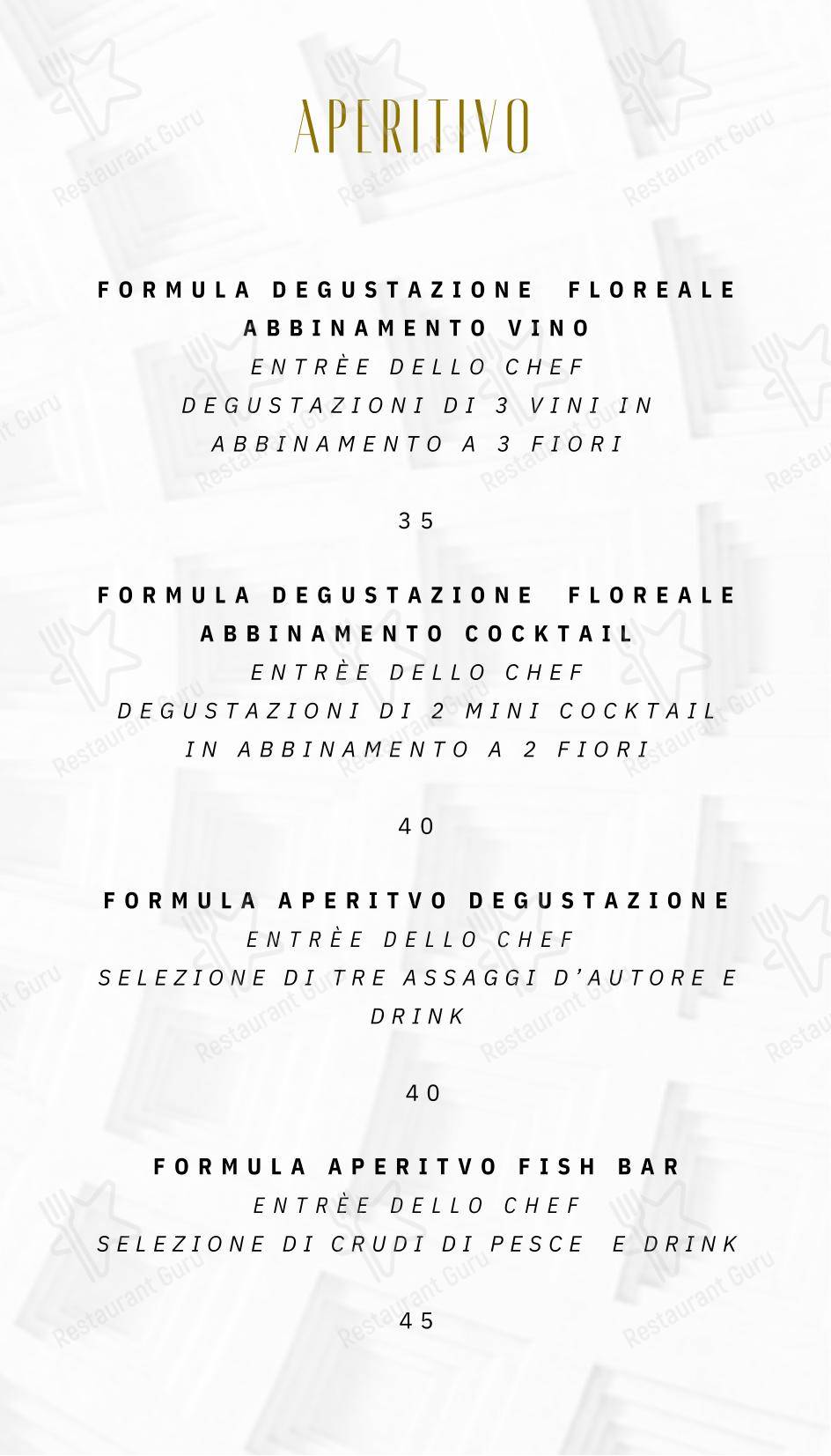 Ночное меню фастфуда The Vista Rooftop Roma Pantheon Terrace Bar & Restaurant