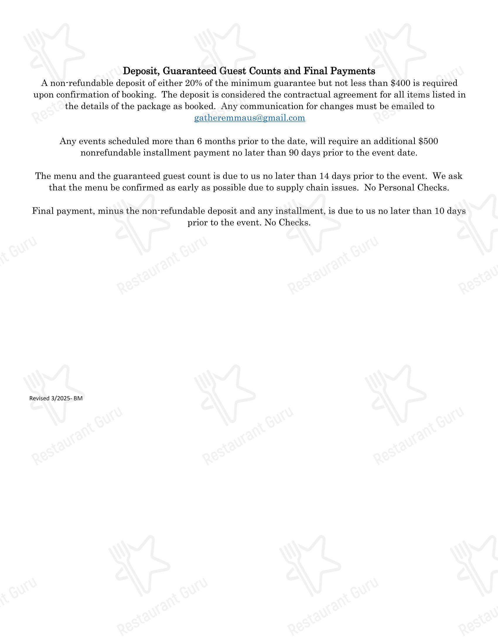 Меню 29 Cooks Catering - Dinner Menu